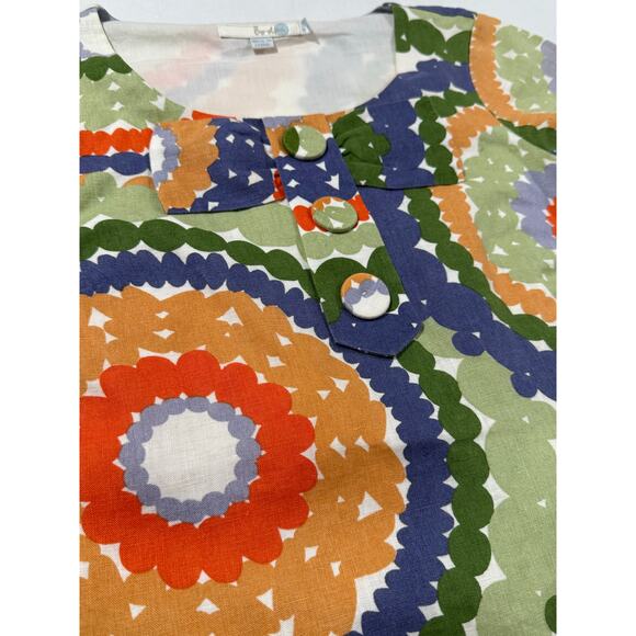 Boden Dress Twiggy Linen Retro Print Shift Dress Size 6 US - Picture 3 of 10